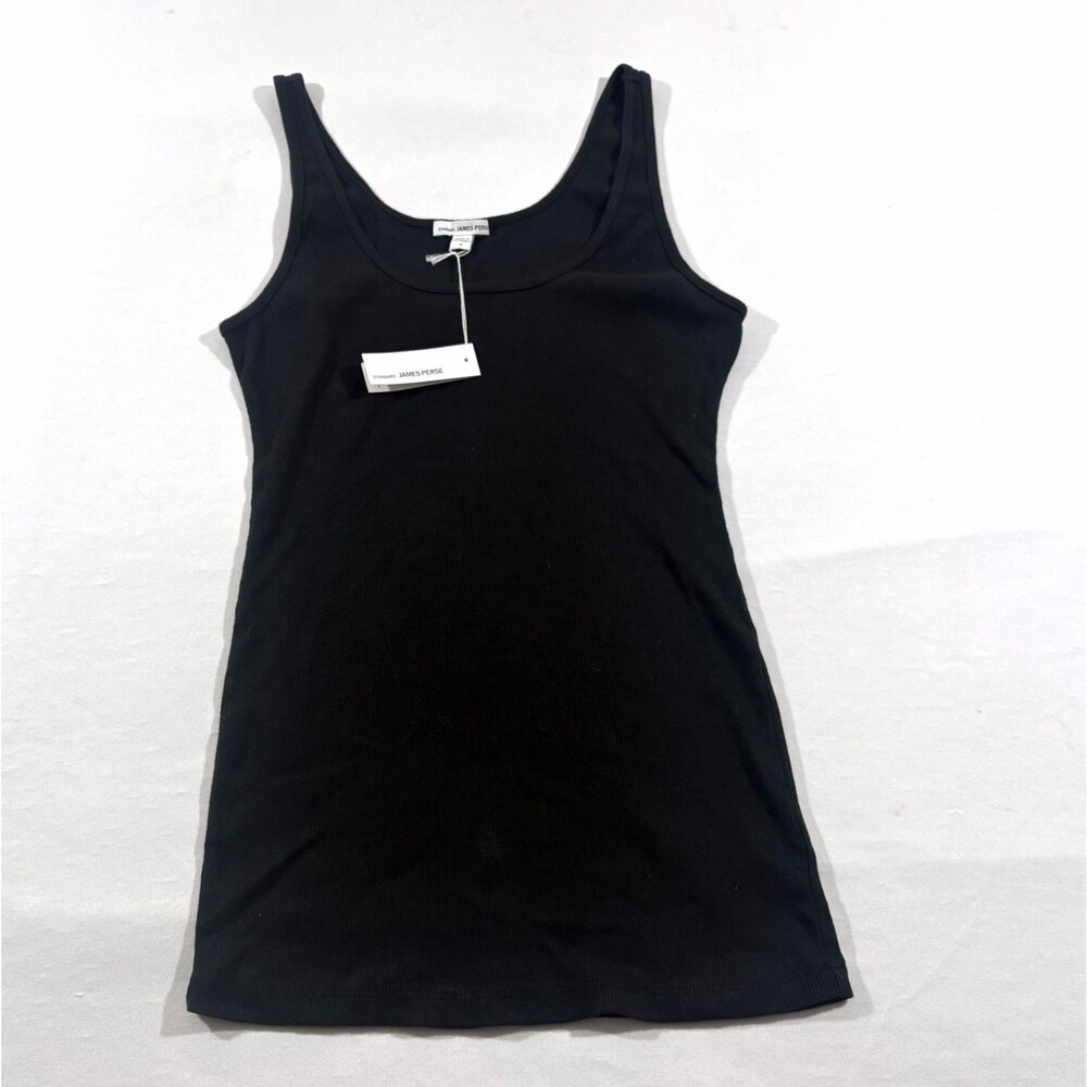 James Perse Black Jersey Muscle Tank Top Cotton Womens Ribbed Grunge Sz XL NWT